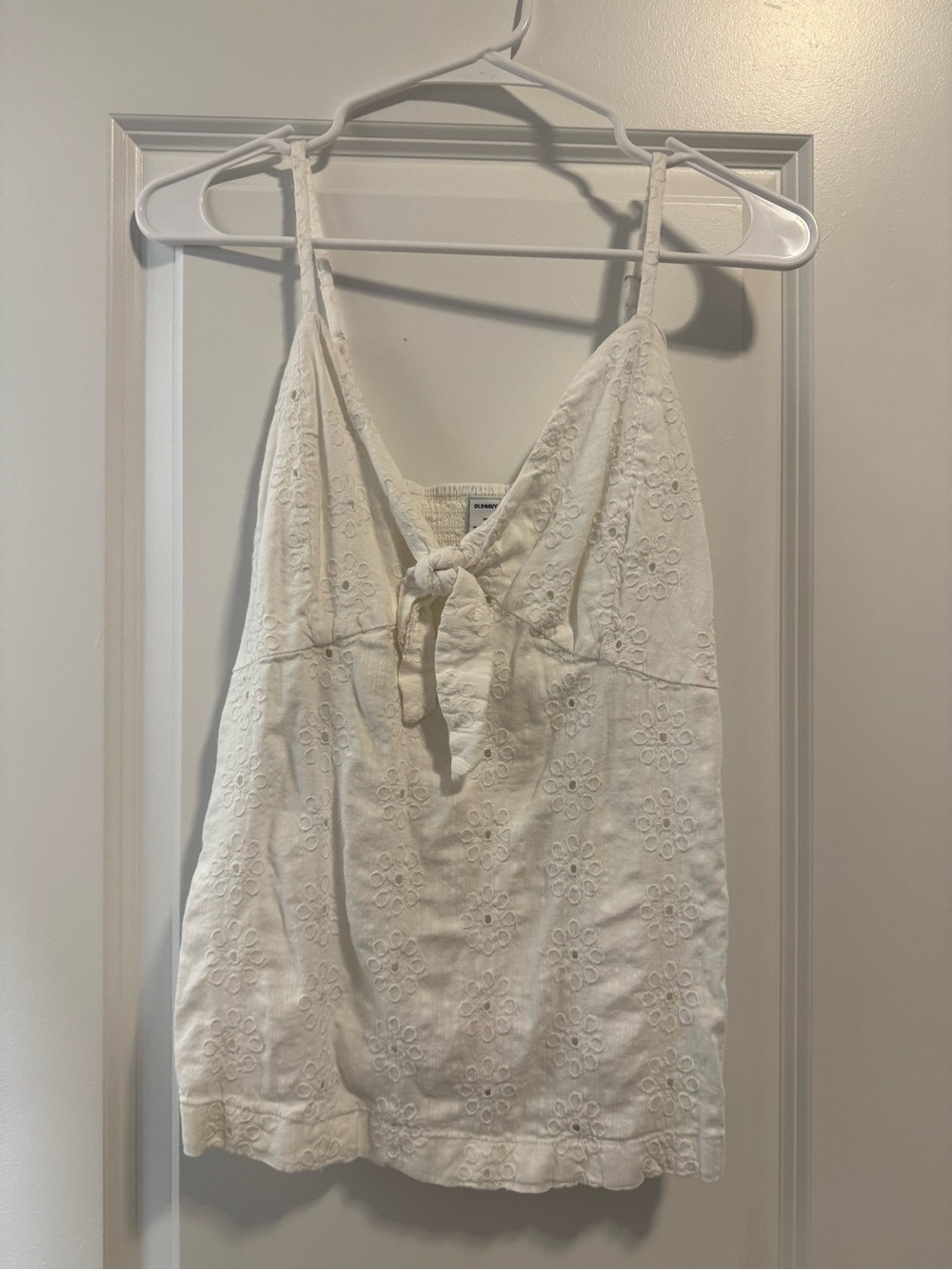 White Eyelet Tie-Front Cami Top